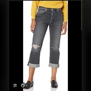 Hudson Thalia Loose Fit Jeans Dark Gray Cropped Women's Jeans